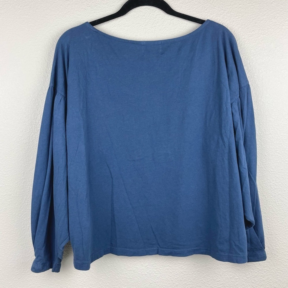 Anthropologie T.LA Women's Small Navy Balloon Sleeve Top Cotton Shirt Casual Blu - Picture 10 of 14